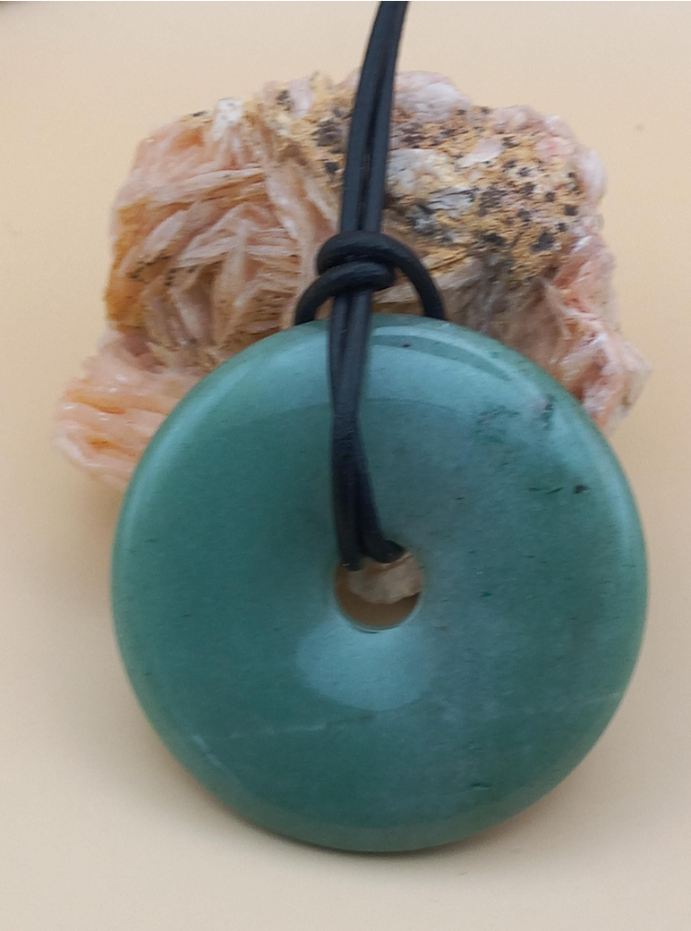Aventurin Donut Anhänger mit Lederband